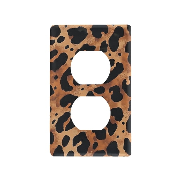 Yayeee Duplex Wall Plate 1-Gang 4.5"x2.7" Home Receptacle Light Switch Decorative Outlet Cover, Leopard Pattern
