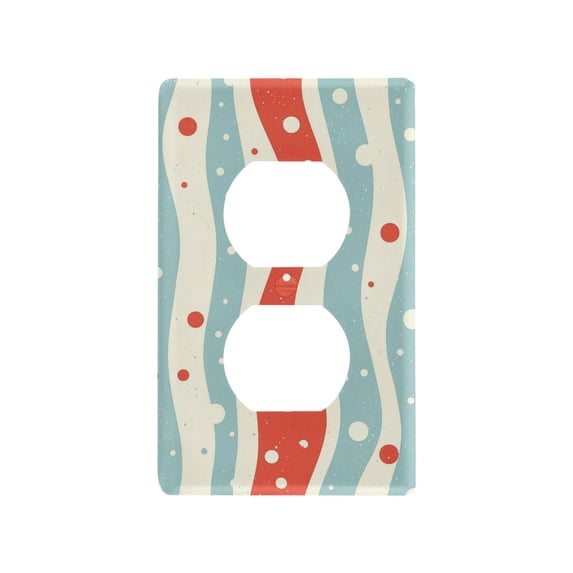 Yayeee Duplex Wall Plate 1-Gang 4.5"x2.7" Home Receptacle Light Switch Decorative Outlet Cover, Light Blue Pattern