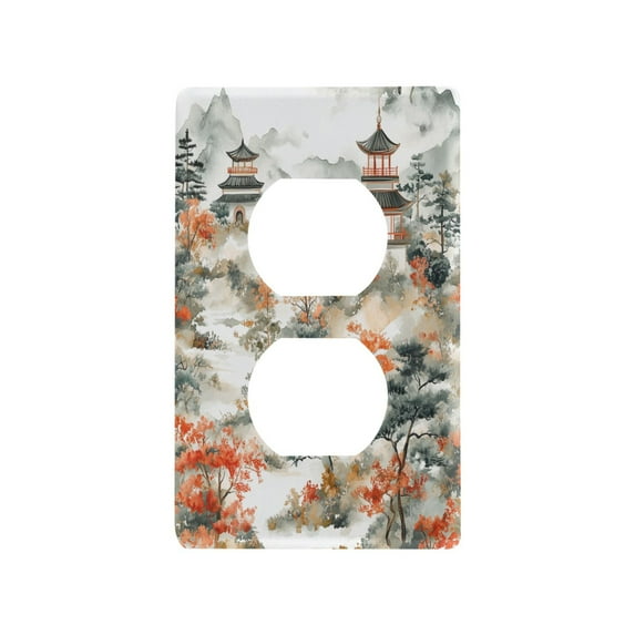 Yayeee Duplex Wall Plate 1-Gang 4.5"x2.7" Home Receptacle Light Switch Decorative Outlet Cover, Mountain Pattern