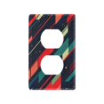 thumbnail image 1 of Yayeee Duplex Wall Plate 1-Gang 4.5"x2.7" Home Receptacle Light Switch Decorative Outlet Cover, Orange Abstract Lines, 1 of 7