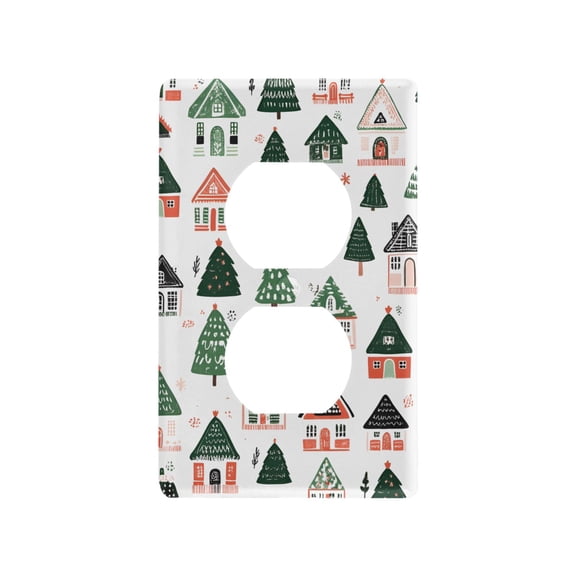 Yayeee Duplex Wall Plate 1-Gang 4.5"x2.7" Home Receptacle Light Switch Decorative Outlet Cover, Orange Christmas House