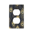 thumbnail image 1 of Yayeee Duplex Wall Plate 1-Gang 4.5"x2.7" Home Receptacle Light Switch Decorative Outlet Cover, Peacock Feathers Pattern, 1 of 7