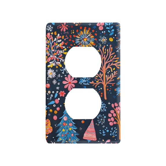 Yayeee Duplex Wall Plate 1-Gang 4.5"x2.7" Home Receptacle Light Switch Decorative Outlet Cover, Pink Christmas Splendor