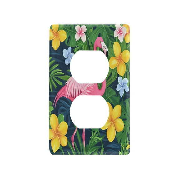 Yayeee Duplex Wall Plate 1-Gang 4.5"x2.7" Home Receptacle Light Switch Decorative Outlet Cover, Pink Flamingo Pattern