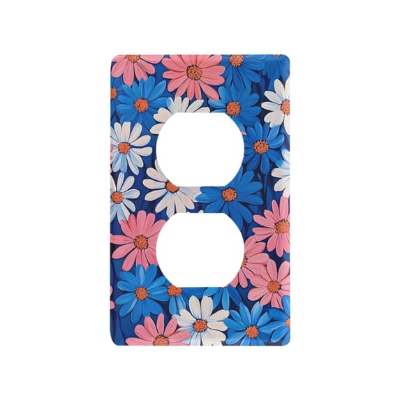 Yayeee Duplex Wall Plate 1-Gang 4.5"x2.7" Home Receptacle Light Switch Decorative Outlet Cover, Pink Flowers Pattern