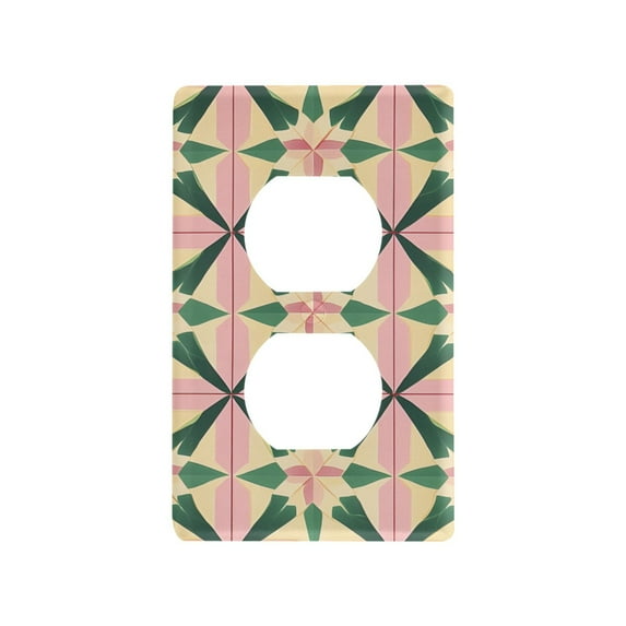 Yayeee Duplex Wall Plate 1-Gang 4.5"x2.7" Home Receptacle Light Switch Decorative Outlet Cover, Pink Symmetrical Stars