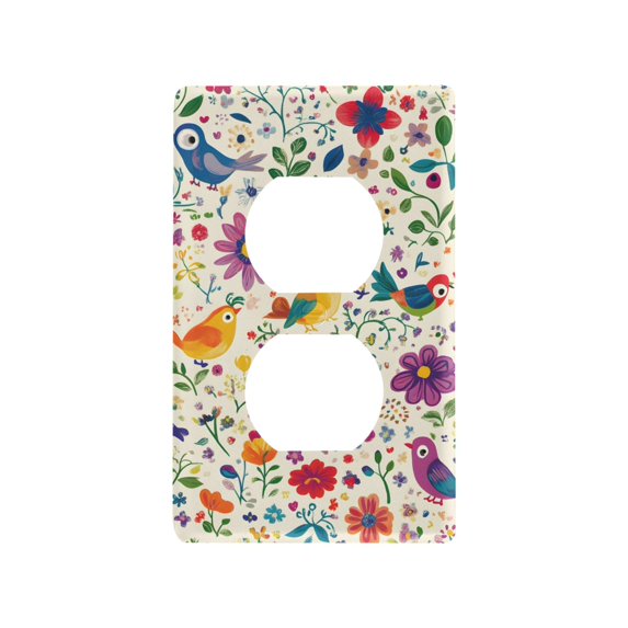 Yayeee Duplex Wall Plate 1-Gang 4.5"x2.7" Home Receptacle Light Switch Decorative Outlet Cover, Purple Cartoon Animals