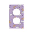 thumbnail image 1 of Yayeee Duplex Wall Plate 1-Gang 4.5"x2.7" Home Receptacle Light Switch Decorative Outlet Cover, Purple Cartoon Rabbit Pattern, 1 of 7