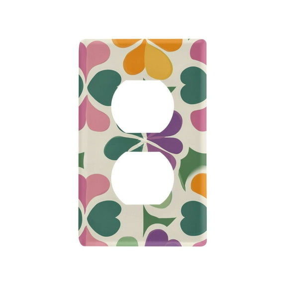 Yayeee Duplex Wall Plate 1-Gang 4.5"x2.7" Home Receptacle Light Switch Decorative Outlet Cover, Purple Clover Pattern