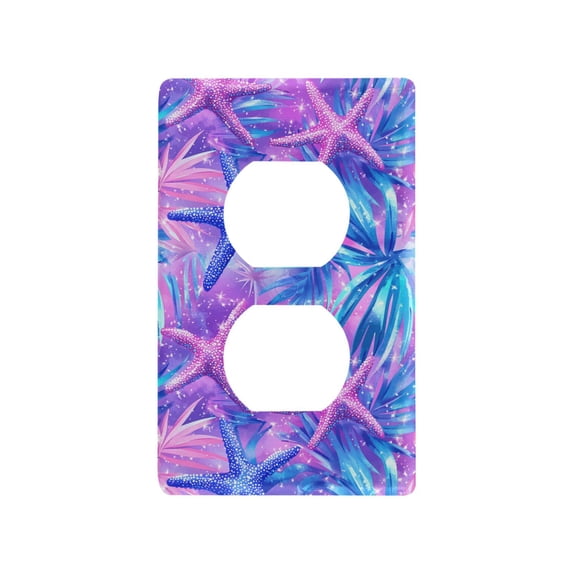 Yayeee Duplex Wall Plate 1-Gang 4.5"x2.7" Home Receptacle Light Switch Decorative Outlet Cover, Purple Starfish Pattern