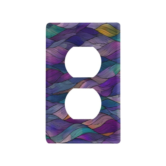 Yayeee Duplex Wall Plate 1-Gang 4.5"x2.7" Home Receptacle Light Switch Decorative Outlet Cover, Purple Waves Pattern