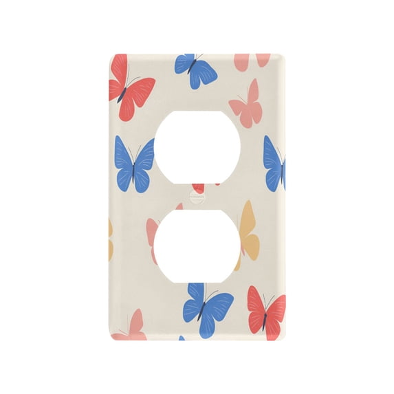 Yayeee Duplex Wall Plate 1-Gang 4.5"x2.7" Home Receptacle Light Switch Decorative Outlet Cover, Red Butterflies