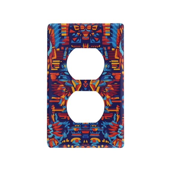 Yayeee Duplex Wall Plate 1-Gang 4.5"x2.7" Home Receptacle Light Switch Decorative Outlet Cover, Red Geometric Eagle