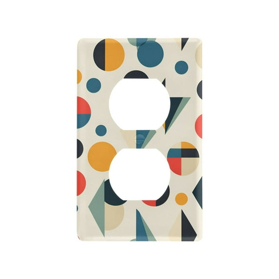 Yayeee Duplex Wall Plate 1-Gang 4.5"x2.7" Home Receptacle Light Switch Decorative Outlet Cover, Red Geometric