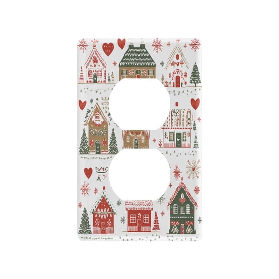 Yayeee Duplex Wall Plate 1-Gang 4.5"x2.7" Home Receptacle Light Switch Decorative Outlet Cover, Red Nordic Christmas House