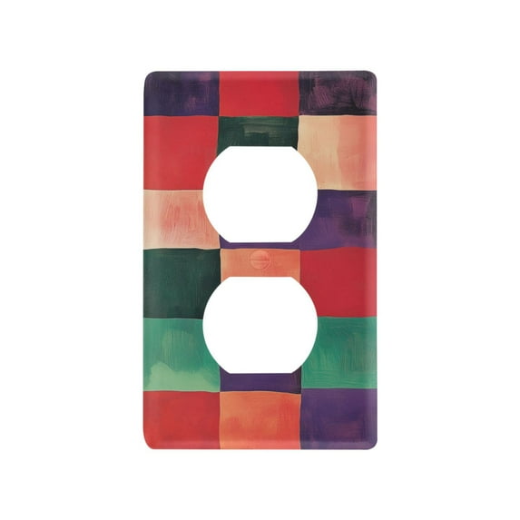 Yayeee Duplex Wall Plate 1-Gang 4.5"x2.7" Home Receptacle Light Switch Decorative Outlet Cover, Red and Purple Plaid Pattern