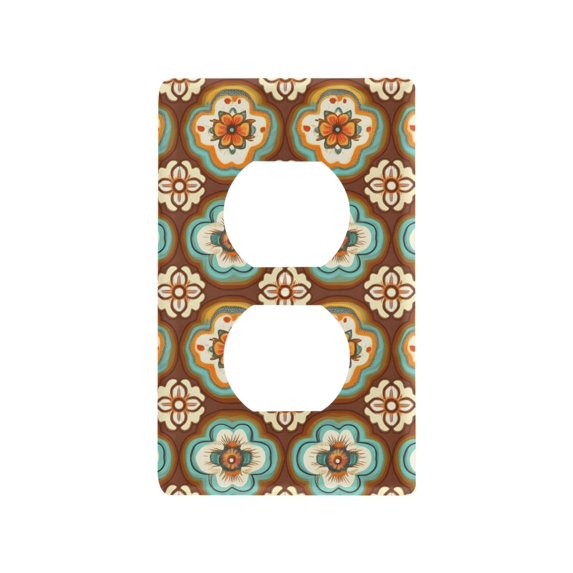 Yayeee Duplex Wall Plate 1-Gang 4.5"x2.7" Home Receptacle Light Switch Decorative Outlet Cover, Retro Blossom Flower