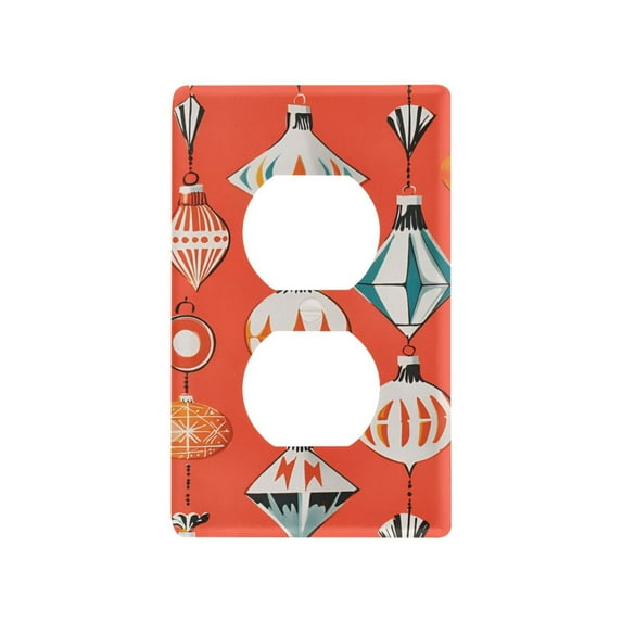 Yayeee Duplex Wall Plate 1-Gang 4.5"x2.7" Home Receptacle Light Switch Decorative Outlet Cover, Retro Christmas Ornaments Pattern