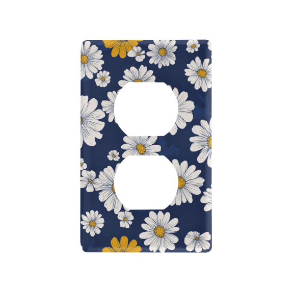 Yayeee Duplex Wall Plate 1-Gang 4.5"x2.7" Home Receptacle Light Switch Decorative Outlet Cover, Retro Daisy Pattern