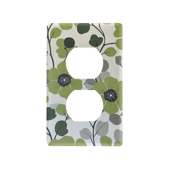 Yayeee Duplex Wall Plate 1-Gang 4.5"x2.7" Home Receptacle Light Switch Decorative Outlet Cover, Retro Flower Print