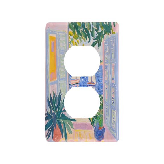 Yayeee Duplex Wall Plate 1-Gang 4.5"x2.7" Home Receptacle Light Switch Decorative Outlet Cover, Seaside Boat