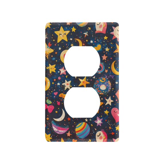 Yayeee Duplex Wall Plate 1-Gang 4.5"x2.7" Home Receptacle Light Switch Decorative Outlet Cover, Small Space Pattern