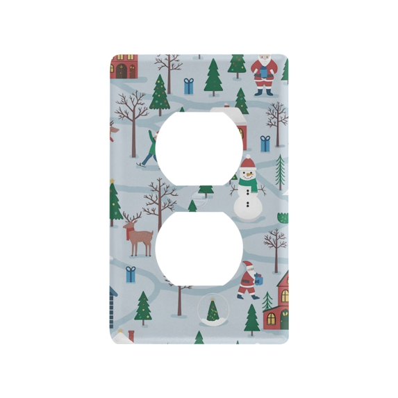 Yayeee Duplex Wall Plate 1-Gang 4.5"x2.7" Home Receptacle Light Switch Decorative Outlet Cover, Snowy Christmas Pattern