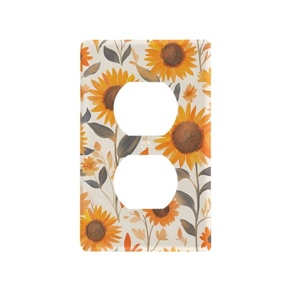 Yayeee Duplex Wall Plate 1-Gang 4.5"x2.7" Home Receptacle Light Switch Decorative Outlet Cover, Watercolor Sunflowers and Leaves