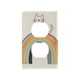 thumbnail image 1 of Yayeee Duplex Wall Plate 1-Gang 4.5"x2.7" Home Receptacle Light Switch Decorative Outlet Cover, White Cat Rainbow, 1 of 7