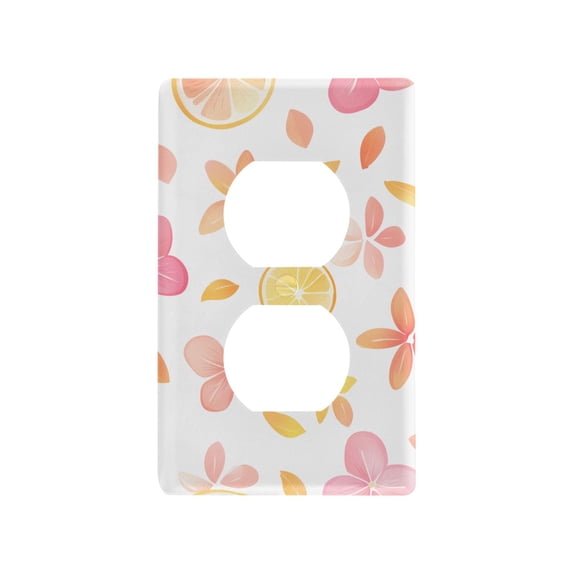 Yayeee Duplex Wall Plate 1-Gang 4.5"x2.7" Home Receptacle Light Switch Decorative Outlet Cover, White Floral Orange