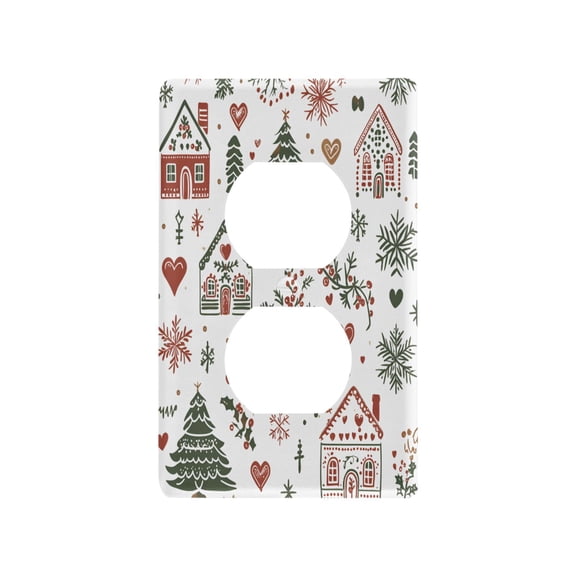 Yayeee Duplex Wall Plate 1-Gang 4.5"x2.7" Home Receptacle Light Switch Decorative Outlet Cover, White Nordic Christmas House