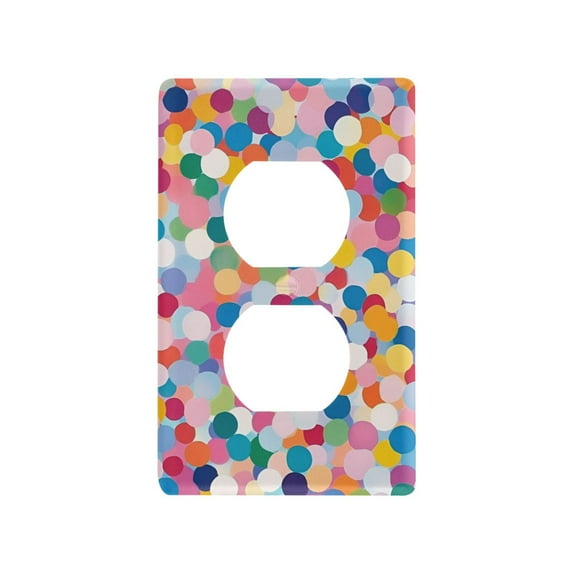 Yayeee Duplex Wall Plate 1-Gang 4.5"x2.7" Home Receptacle Light Switch Decorative Outlet Cover, Yellow Colorful Circles