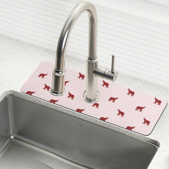 Yayeee Faucet Mat for Kitchen Sink 14.7" Diatomite Long Splash Guard Pad, Abstract Elephant Pattern