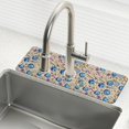 thumbnail image 1 of Yayeee Faucet Mat for Kitchen Sink 14.7" Diatomite Long Splash Guard Pad, Blue Dice Pattern, 1 of 7