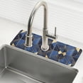 thumbnail image 1 of Yayeee Faucet Mat for Kitchen Sink 14.7" Diatomite Long Splash Guard Pad, Blue Geometric Pattern, 2 Pack, 1 of 7