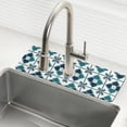 thumbnail image 1 of Yayeee Faucet Mat for Kitchen Sink 14.7" Diatomite Long Splash Guard Pad, Blue Mosaic Pattern, 2 Pack, 1 of 7