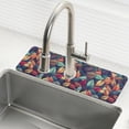 thumbnail image 1 of Yayeee Faucet Mat for Kitchen Sink 14.7" Diatomite Long Splash Guard Pad, Blue Vibrant Leaves Pattern, 1 of 7