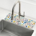 thumbnail image 1 of Yayeee Faucet Mat for Kitchen Sink 14.7" Diatomite Long Splash Guard Pad, Blue Wildflower Pattern, 1 of 7