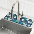 thumbnail image 1 of Yayeee Faucet Mat for Kitchen Sink 14.7" Diatomite Long Splash Guard Pad, Dark Blue Hexagon Patterns, 2 Pack, 1 of 7