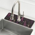 thumbnail image 1 of Yayeee Faucet Mat for Kitchen Sink 14.7" Diatomite Long Splash Guard Pad, Dark Purple Floral Pattern, 2 Pack, 1 of 7