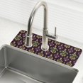 thumbnail image 1 of Yayeee Faucet Mat for Kitchen Sink 14.7" Diatomite Long Splash Guard Pad, Gold and Purple Floral Pattern, 1 of 7
