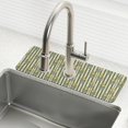 thumbnail image 1 of Yayeee Faucet Mat for Kitchen Sink 14.7" Diatomite Long Splash Guard Pad, Green Stripe Flowers, 2 Pack, 1 of 7