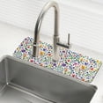 thumbnail image 1 of Yayeee Faucet Mat for Kitchen Sink 14.7" Diatomite Long Splash Guard Pad, Green Wildflower Pattern, 2 Pack, 1 of 7