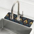 thumbnail image 1 of Yayeee Faucet Mat for Kitchen Sink 14.7" Diatomite Long Splash Guard Pad, Navy Blue Art Pattern, 2 Pack, 1 of 7