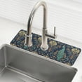 thumbnail image 1 of Yayeee Faucet Mat for Kitchen Sink 14.7" Diatomite Long Splash Guard Pad, Navy Blue Peacock Pattern, 2 Pack, 1 of 7