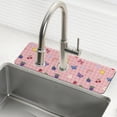 thumbnail image 1 of Yayeee Faucet Mat for Kitchen Sink 14.7" Diatomite Long Splash Guard Pad, Pink Plaid Fruit Pattern, 1 of 7