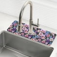 thumbnail image 1 of Yayeee Faucet Mat for Kitchen Sink 14.7" Diatomite Long Splash Guard Pad, Pink and Purple Flowers, 1 of 7