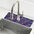 thumbnail image 1 of Yayeee Faucet Mat for Kitchen Sink 14.7" Diatomite Long Splash Guard Pad, Purple Waves Pattern, 2 Pack, 1 of 7