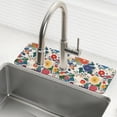 thumbnail image 1 of Yayeee Faucet Mat for Kitchen Sink 14.7" Diatomite Long Splash Guard Pad, Red Japanese Floral Pattern, 1 of 7