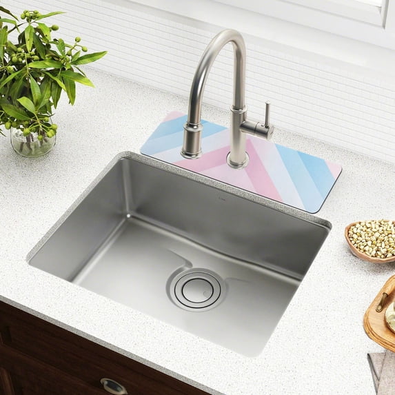 Yayeee Faucet Mat for Kitchen Sink 14.7" Diatomite Long Splash Guard Pad, Blue Gradient